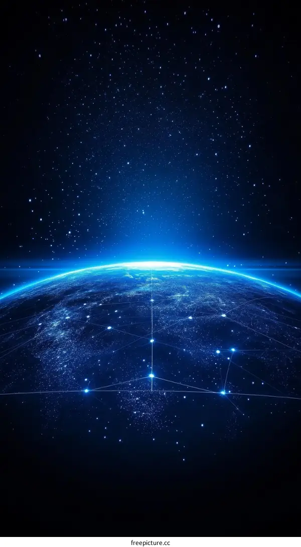 Global Network of Connections Illustrating Earth