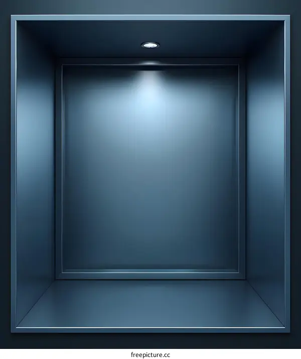 Empty Dark Blue Room Interior With Spotlight