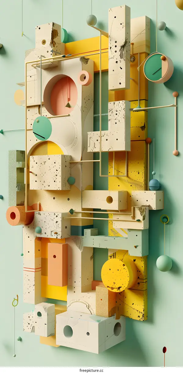 Abstract Geometric Shapes Colorful 3D Render