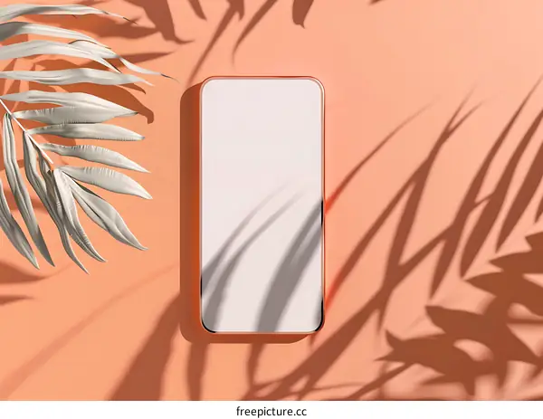 Minimalist Phone Mockup with Palm Leaf Shadow