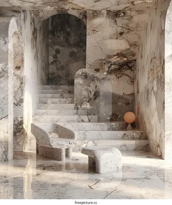 Modern Minimalist Marble Interior Design Illustration