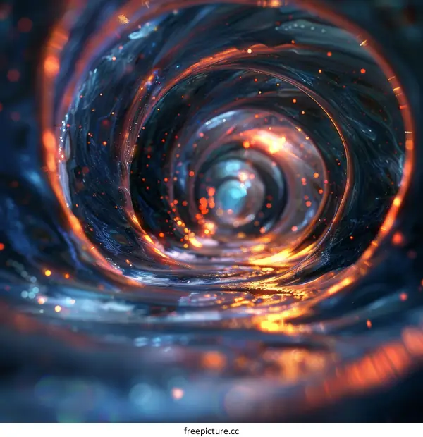 Glowing Tunnel of Blue and Orange Lights