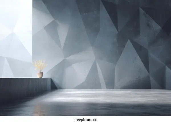 Modern Minimalist Interior Scene with Geometric Wall