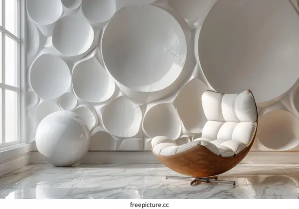 Modern White Room Interior with a Unique Chair