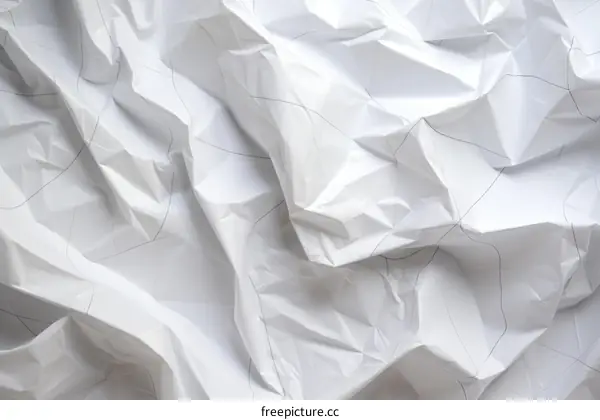 Crumpled white paper texture with hand drawn lines