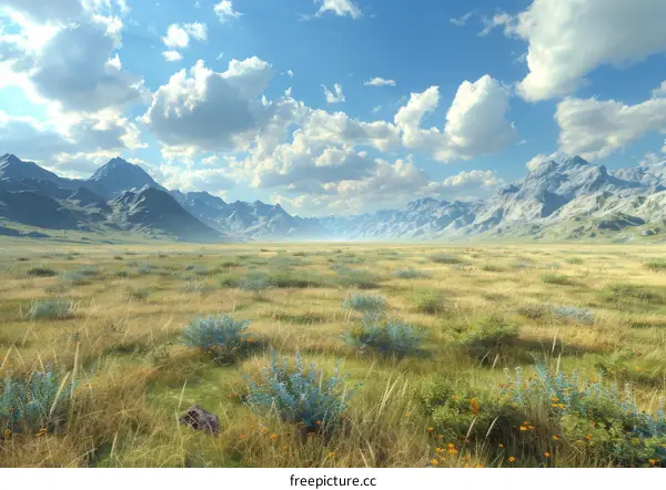 Boundless Grasslands Beneath Expansive Skies
