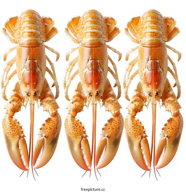 Three Cooked Lobsters on White Background