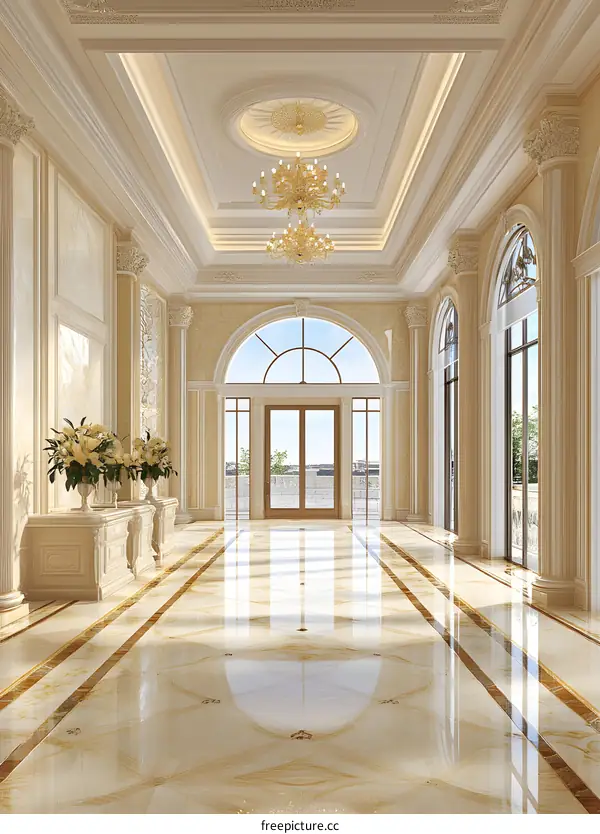Luxury Interior Design Hallway With Marble Floor