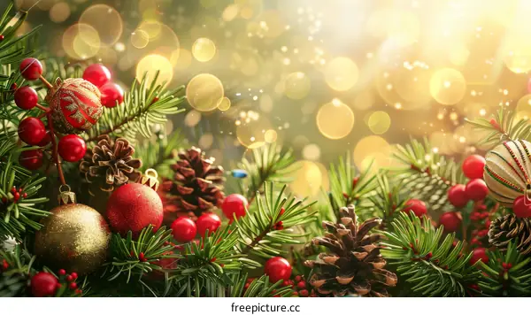 Christmas Decorations - Festive Evergreen Tree with Baubles