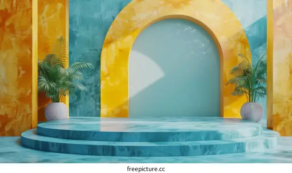 Abstract Colorful Geometric Display Stand