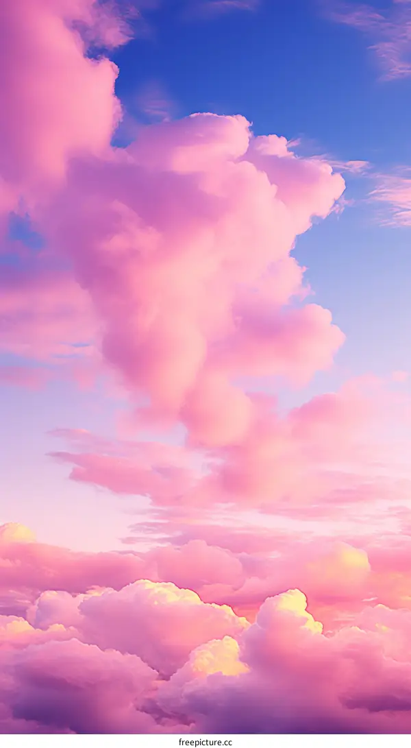 A pink and blue sky with clouds