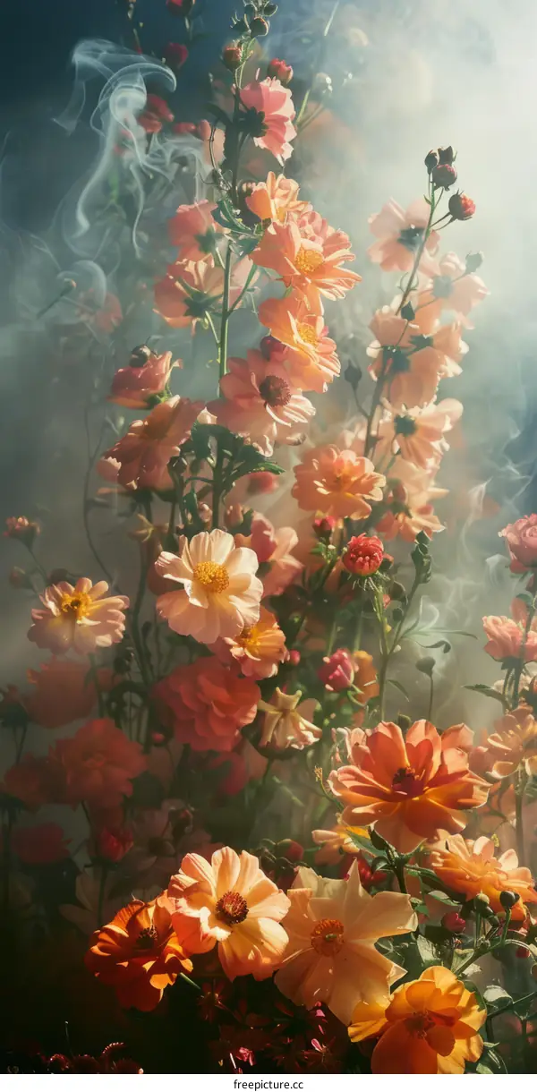 ethereal flowers in the mist