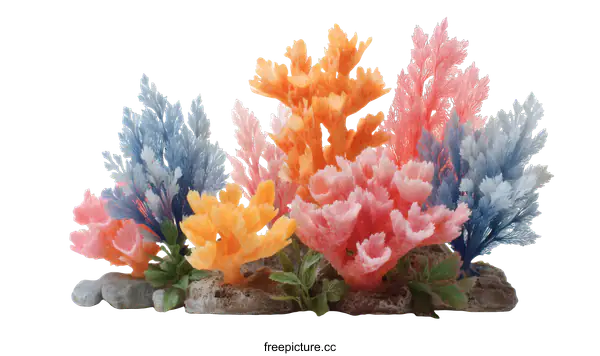 [Transparent Background PNG]Colorful Artificial Coral Reef Aquarium Decoration