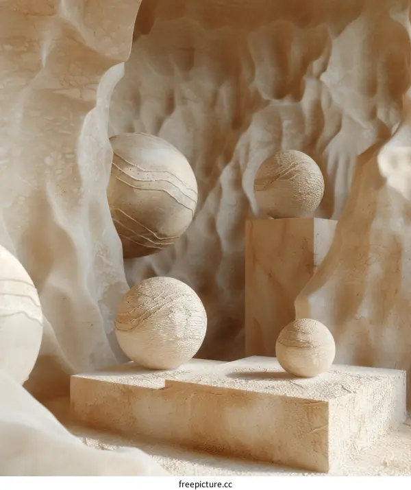 Abstract Beige Geometric Shapes Display