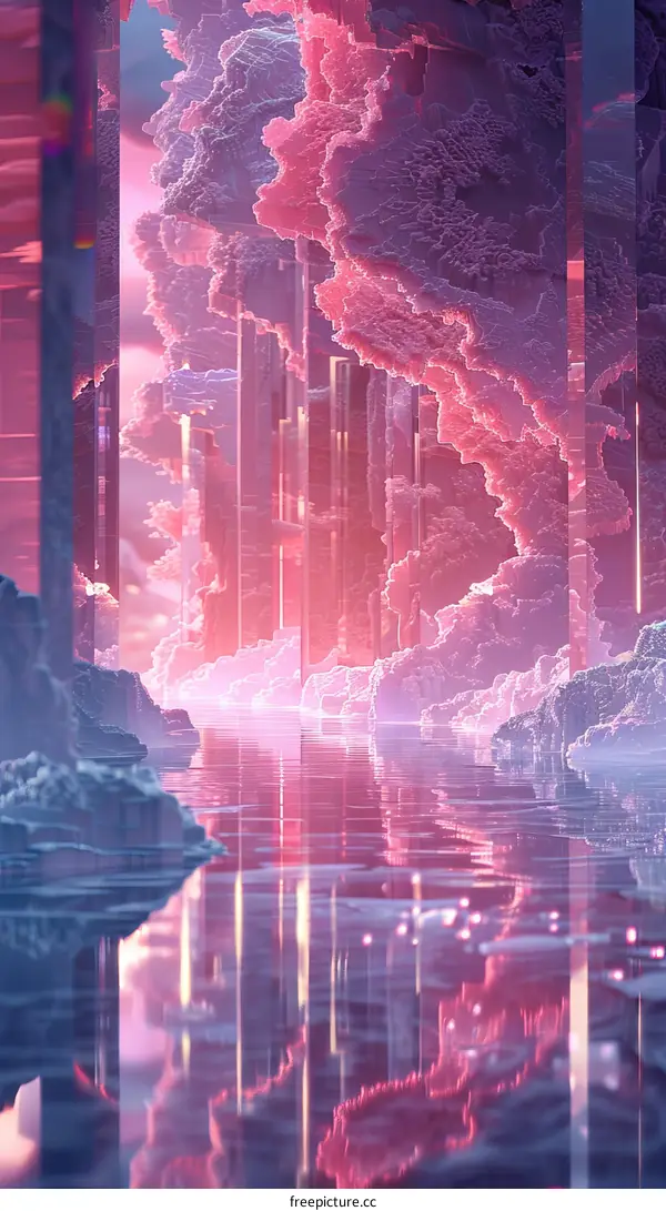 Dreamlike Pink Cloud Fantasy Landscape