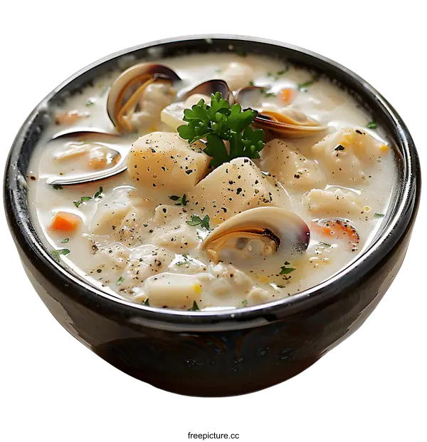 [Transparent Background PNG]Clam Chowder in a Bowl