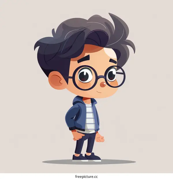A cartoon boy with glasses