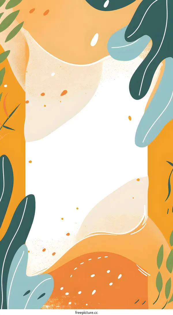 Abstract Yellow and Green Background with Leaves