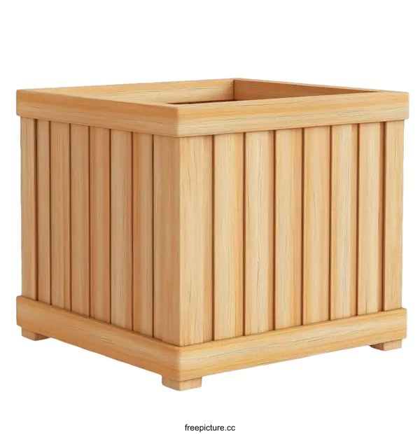 [Transparent Background PNG]Wooden Square Planter Box Design