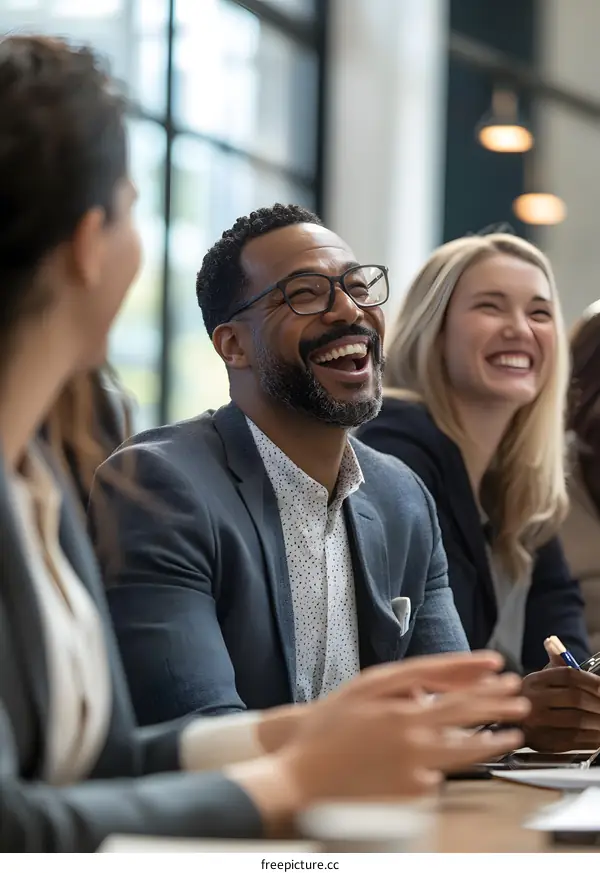 Business People Laughing During Meeting