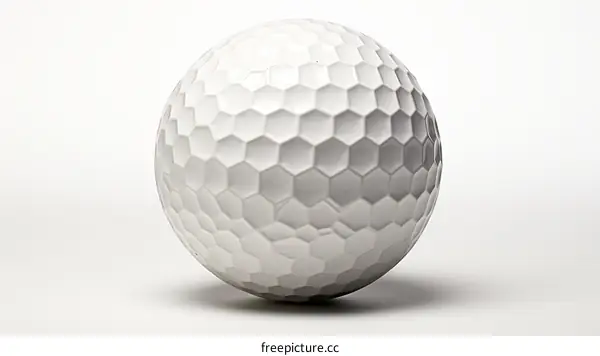 A white golf ball on a white background