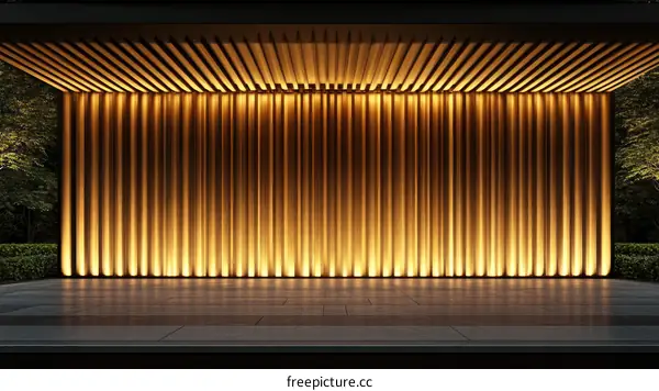 Modern Wooden Facade at Night