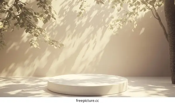 Empty Round Display Podium with Natural Sunlight