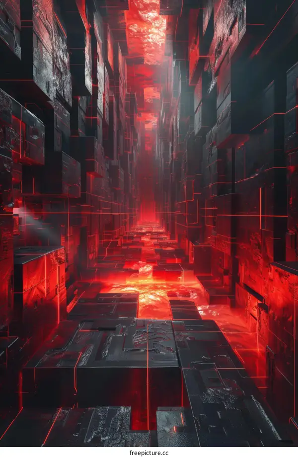 Futuristic Red Sci-Fi Passageway