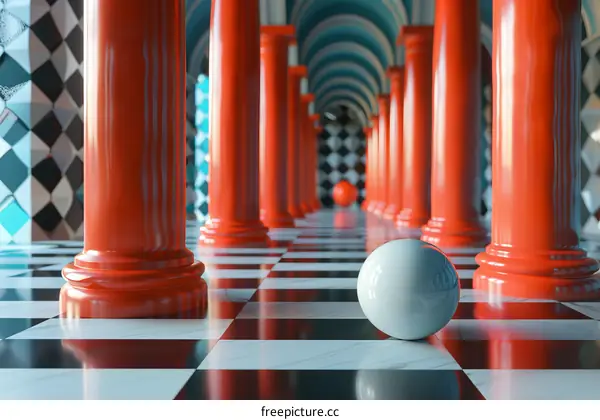 Asymmetrical Red Columns and Spheres