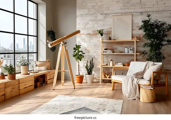 Modern Loft Living Room with City View