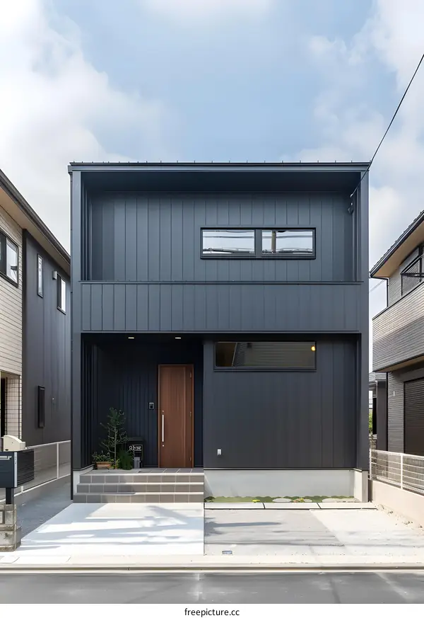 Modern Two Story House with Dark Exterior