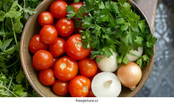 Fresh vegetables on a wooden table