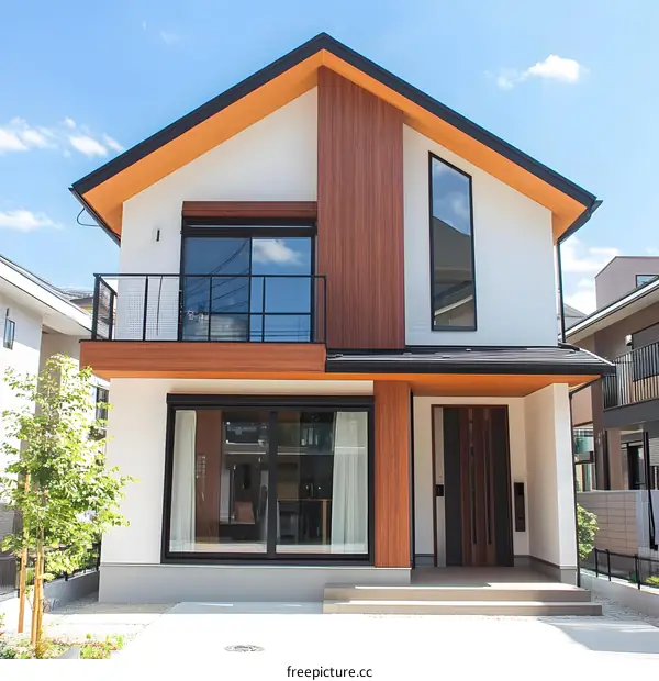 Modern Two Story House with Wooden Siding