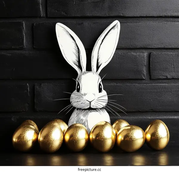 Easter Bunny Decorated with Gold Eggs