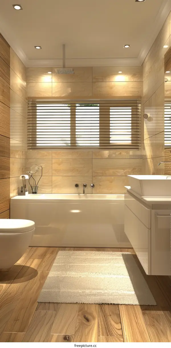 Modern Bathroom Design with Bathtub and Shower