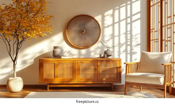 Autumnal Japanese Style Living Room Interior Design