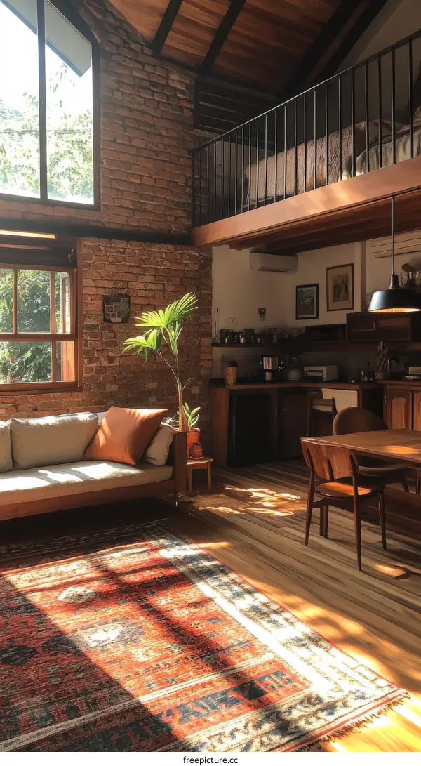 Rustic Loft Interior with Natural Light