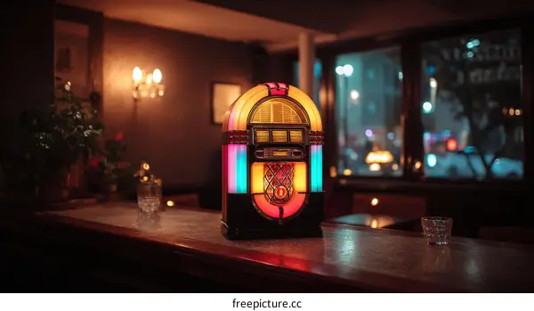 Vintage Jukebox in a Bar Setting