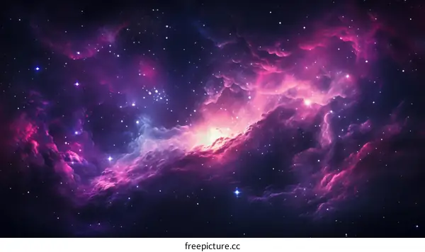 Interstellar Space Travel Through a Purple Nebula