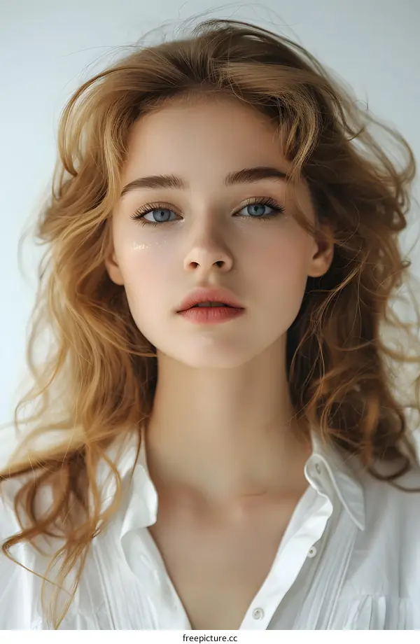 Portrait of a young woman with blonde hair