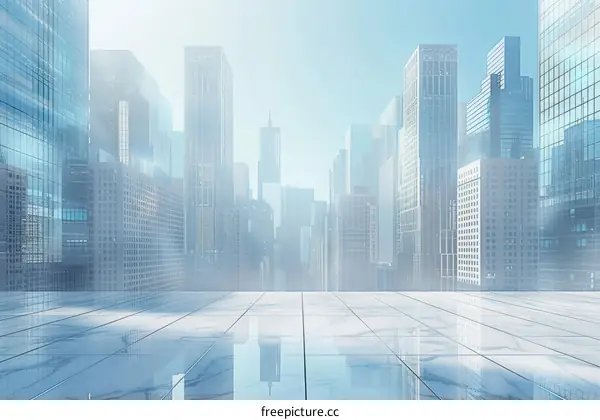 Modern Cityscape Empty Plaza Illustration