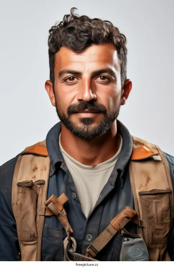 Portrait of a young man with a beard and mustache