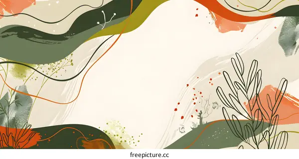 Abstract Green and Orange Minimalist Illustration
