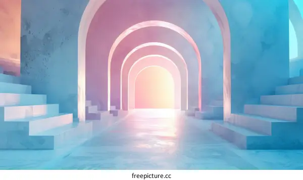 Pastel Archway Corridor Illustration