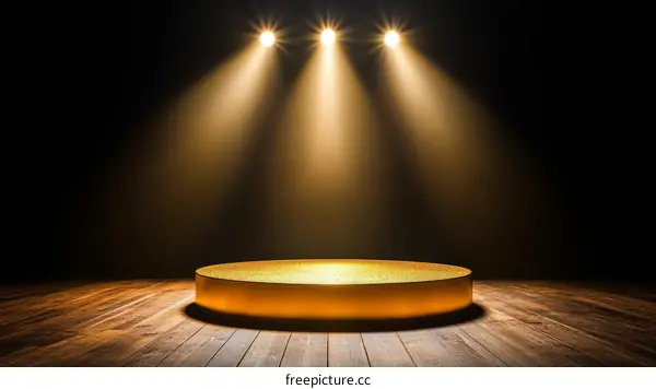 Gold Stage Podium with Spotlights