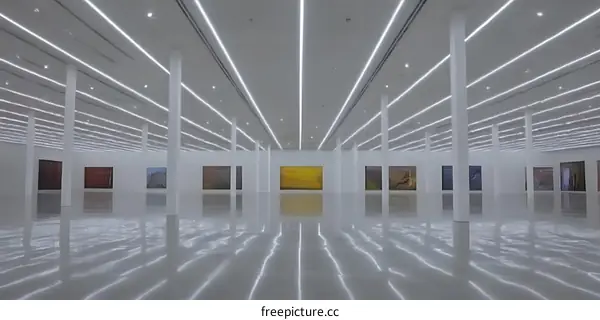 Modern Art Gallery with White Walls and Minimalist Design