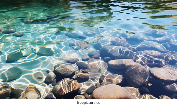 Clear water with rocks seen underneath