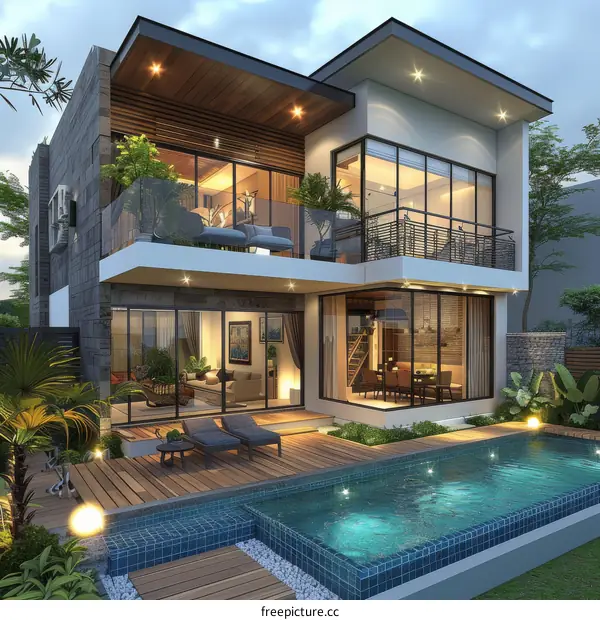 Modern Villa Exterior Design with Pool
