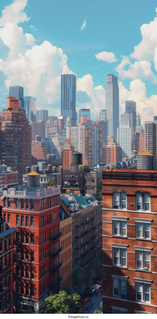 Cityscape Illustration of a Sunny Day