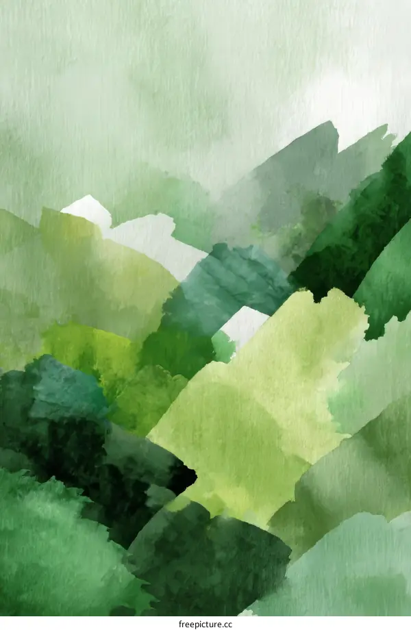 Abstract Watercolor Mountain Landscape
